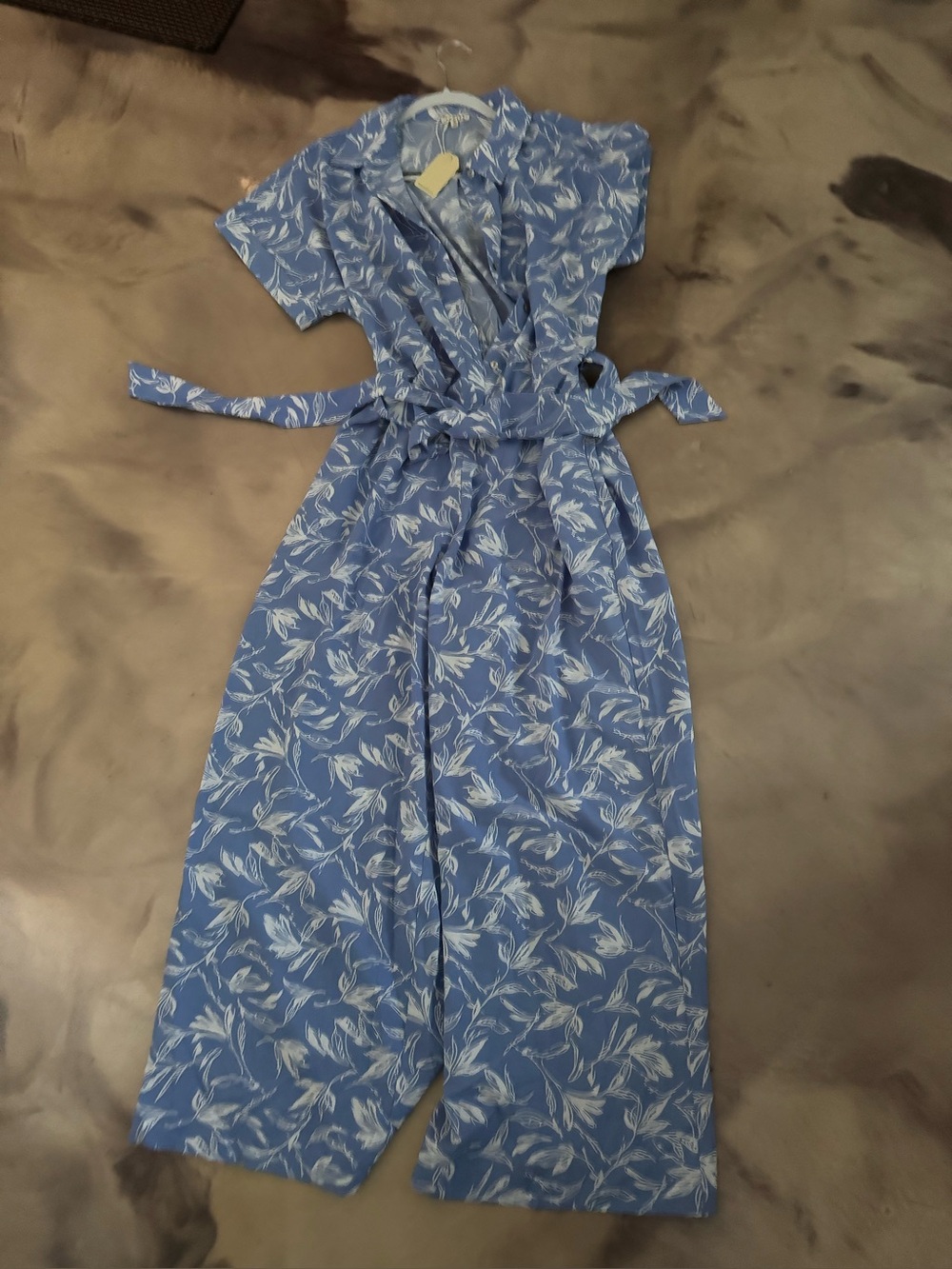 JODIFL Blue and White Floral Wrap Jumpsuit